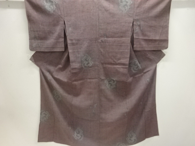 JAPANESE KIMONO / ANTIQUE FLORAL PATTERN WOVEN HAND-WOVEN RAW SILK OJI